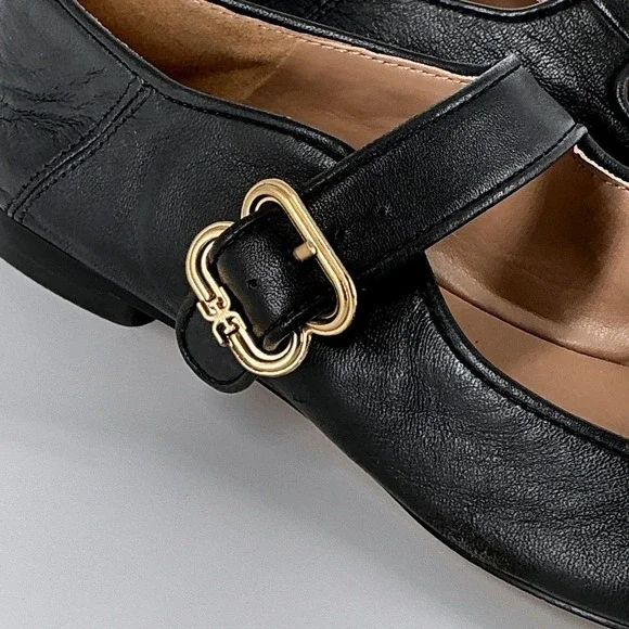 Sam Edelman Size 8 Black Leather Mary Jane Square Toe Flats Michaela - Picture 14 of 14